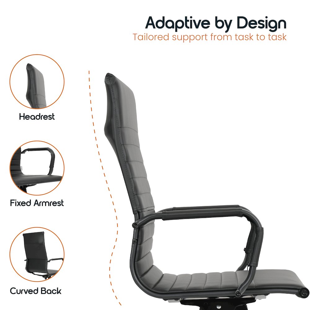 Harris Leather Home High-Back Office Chair in Black