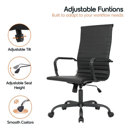Harris Leather Home High-Back Office Chair in Black