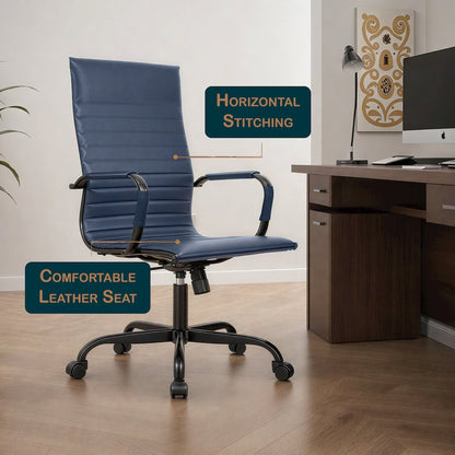 Harris High-Back Leather Office Chair With Black Frame