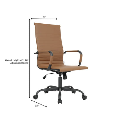 Harris Leather Home High-Back Office Chair in Light Brown With Black Frame