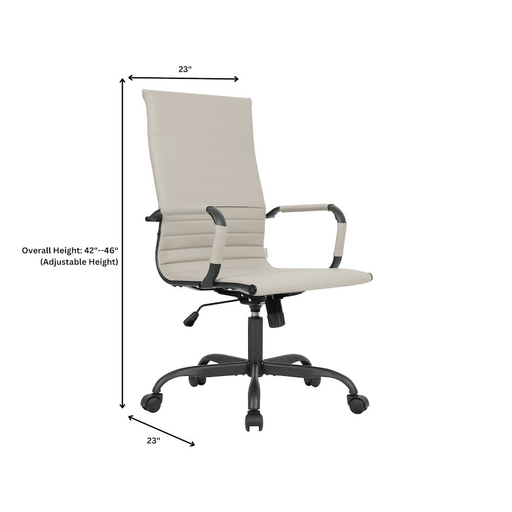 Harris Leather Home High-Back Office Chair in Tan With Black Frame