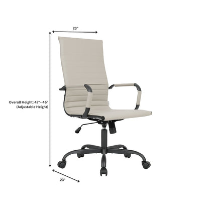 Harris Leather Home High-Back Office Chair in Tan With Black Frame