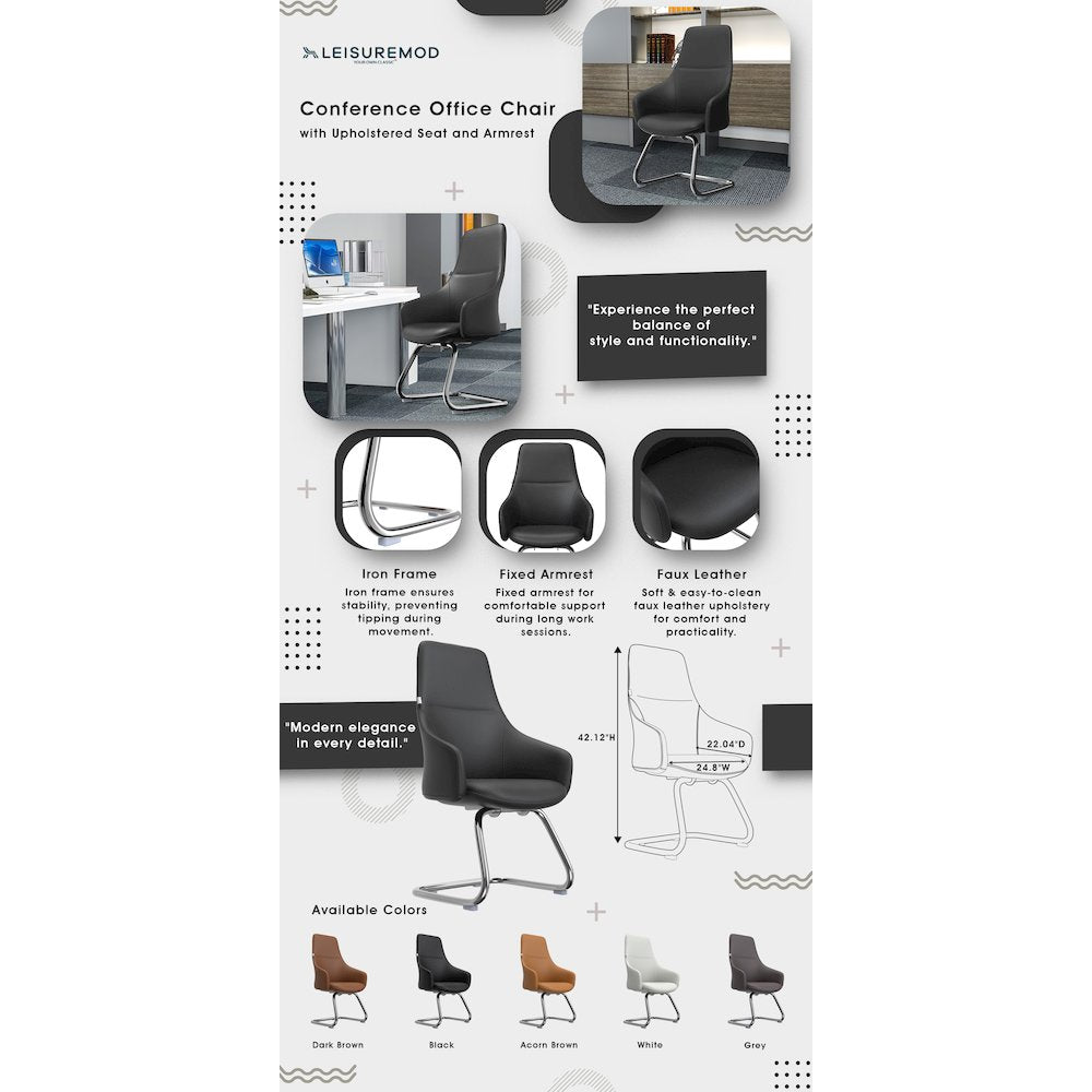 Celeste Series Guest Office Chair in Black Leather
