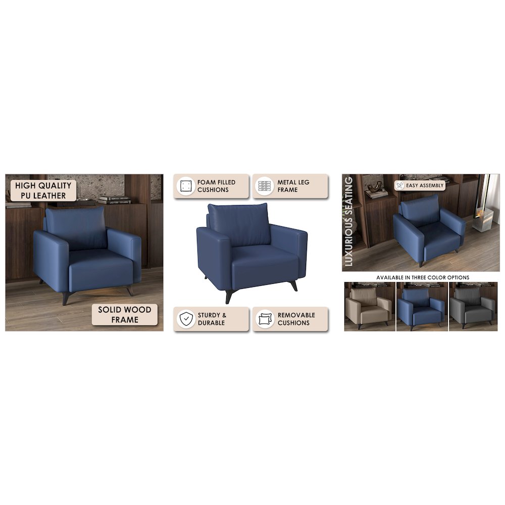 Inno Collection Single Seater Sofa In Dark Blue