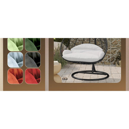 Ervilla Wicker Bar Stool with Fabric Seat and Black Steel Frame - Beige Leather