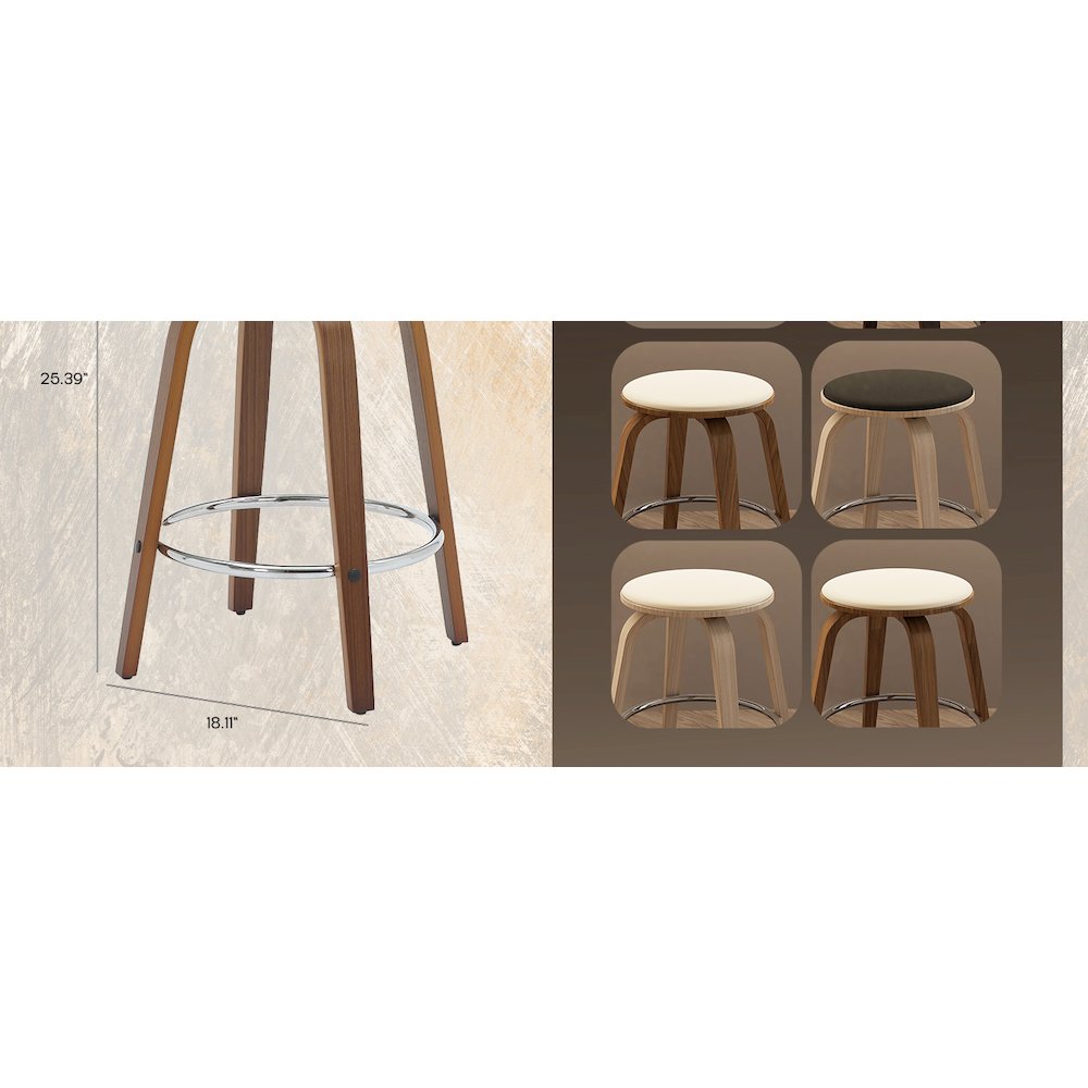 Wooden Counter Stool Pelya Collection Modern Style Walnut color in Light Taupe