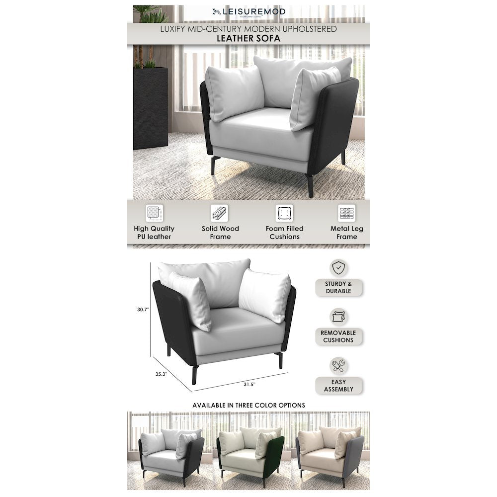 Luxify Collection Single Seater Sofa in Black/Grey