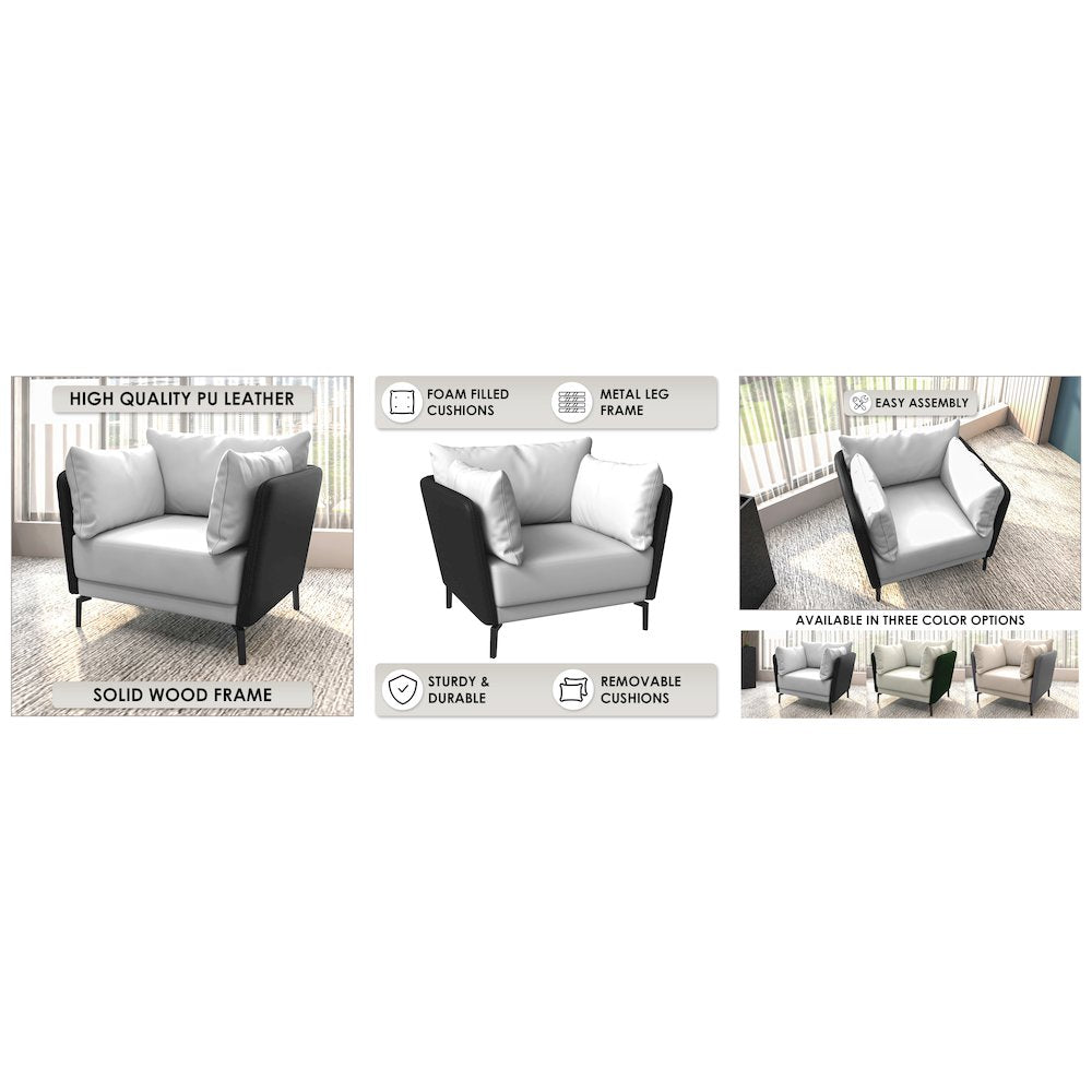 Luxify Collection Single Seater Sofa in Black/Grey