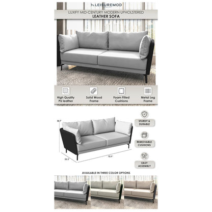 Luxify Collection Three Seater Sofa in Black/Grey