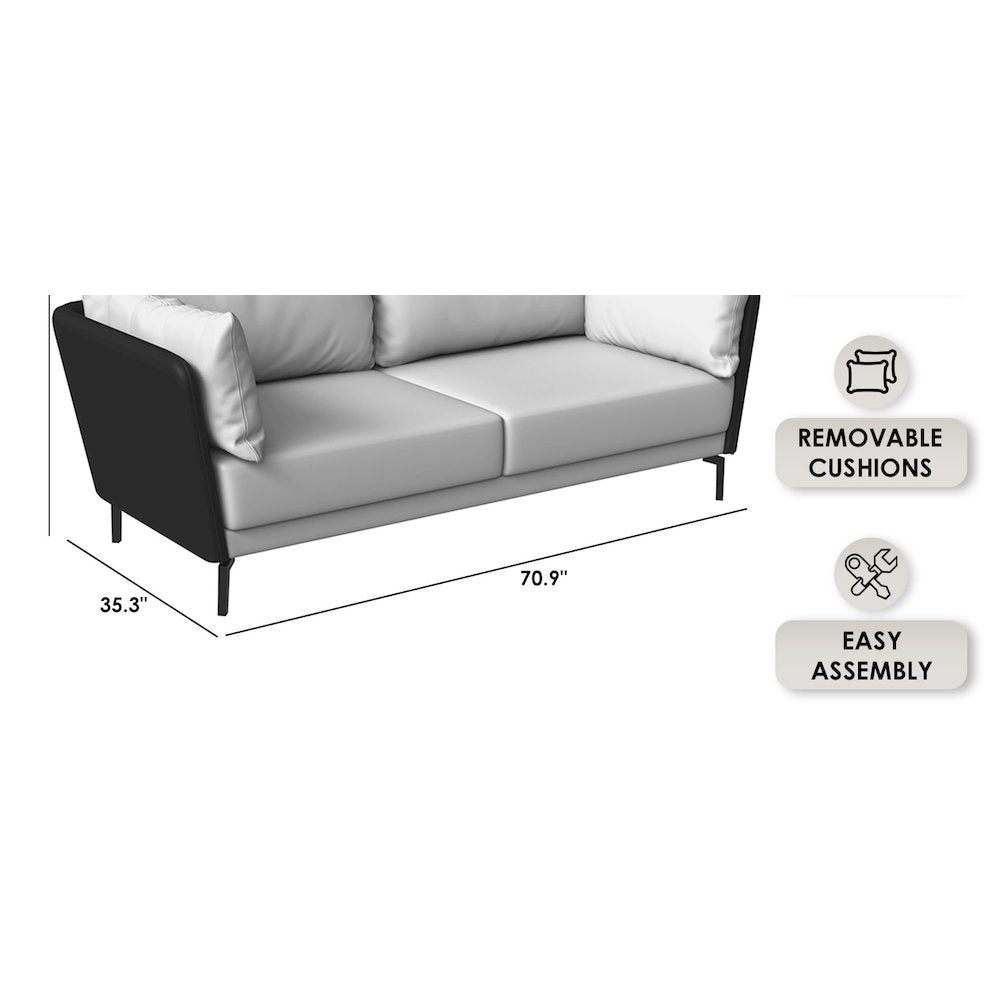 Luxify Collection Three Seater Sofa in Black/Grey