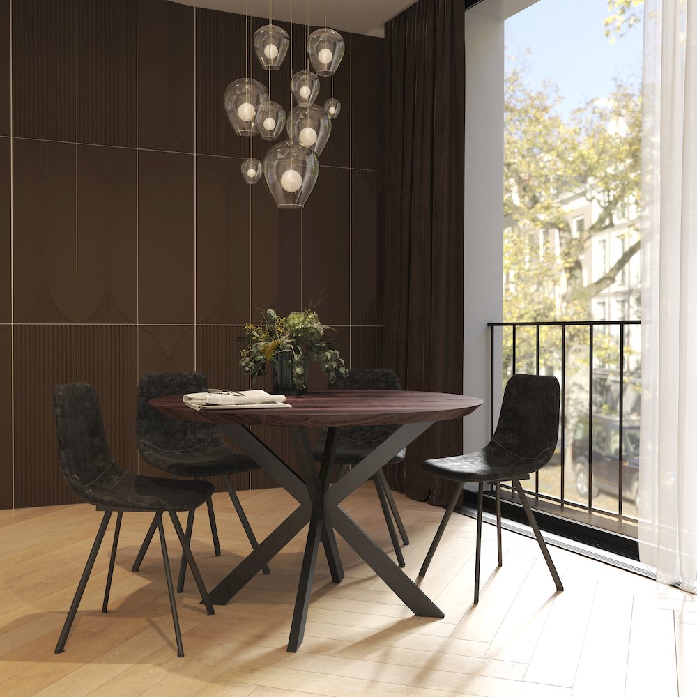 Markley Modern Leather Dining Chair With Metal Legs