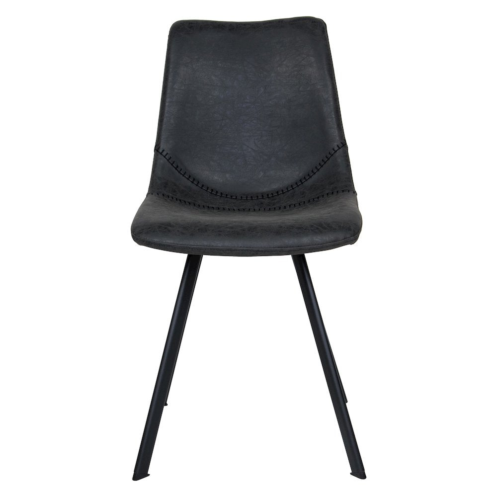 Markley Modern Leather Dining Chair With Metal Legs