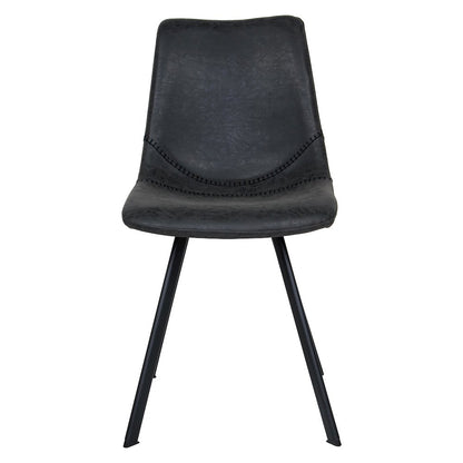 Markley Modern Leather Dining Chair With Metal Legs