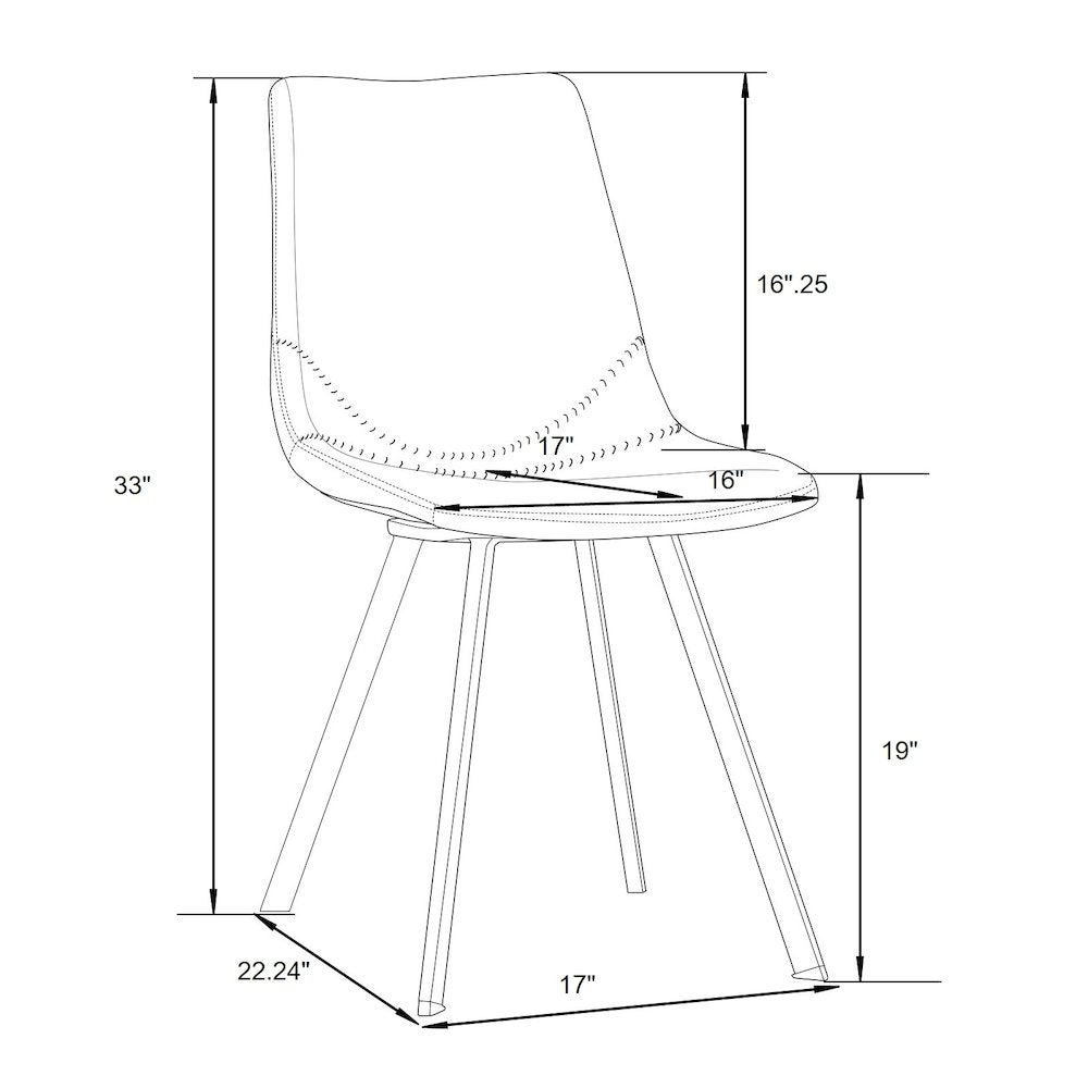 Markley Modern Leather Dining Chair With Metal Legs