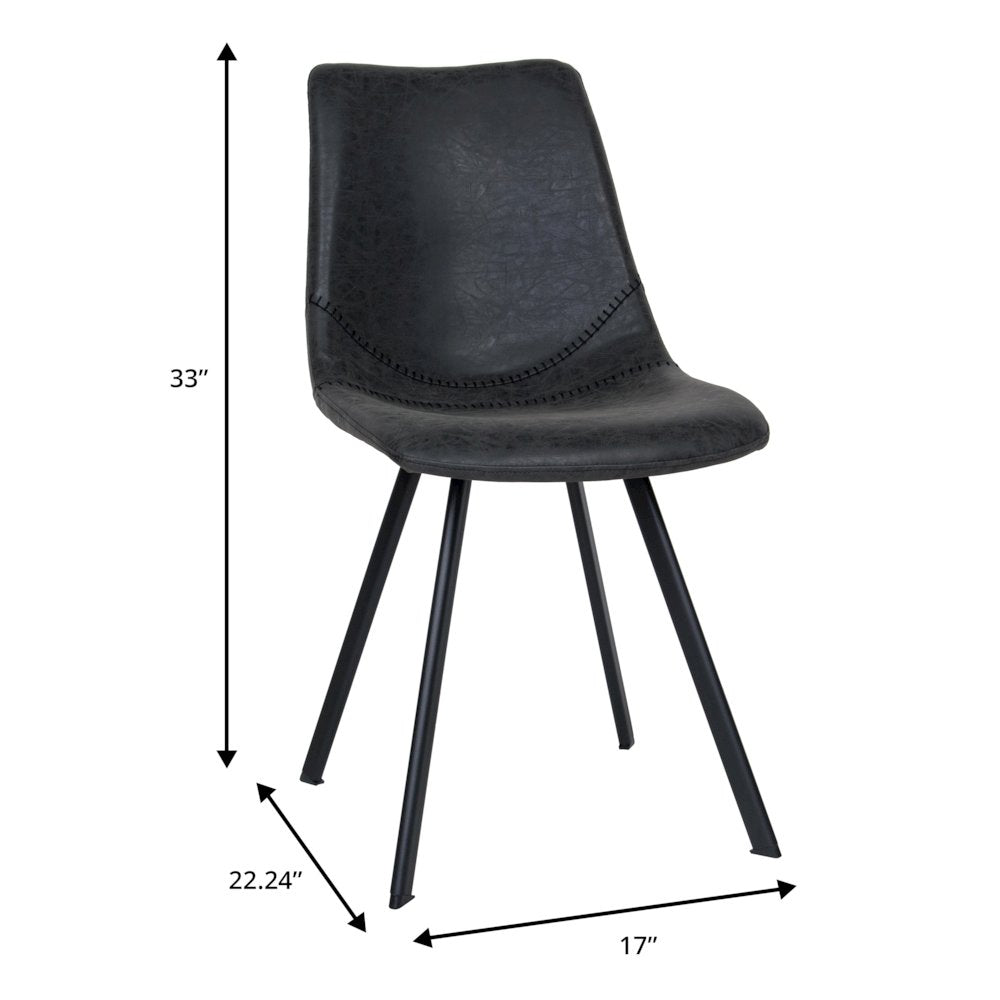 Markley Modern Leather Dining Chair With Metal Legs