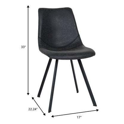 Markley Modern Leather Dining Chair With Metal Legs