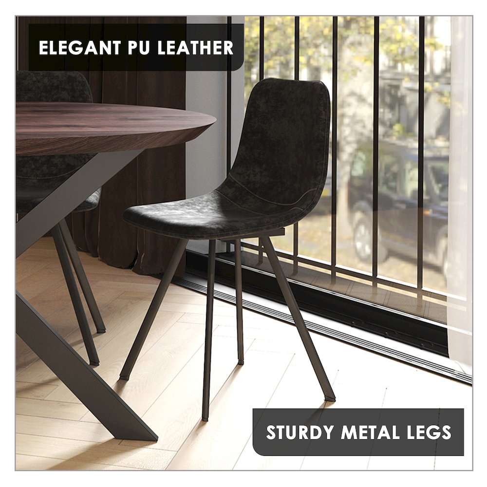Markley Modern Leather Dining Chair With Metal Legs