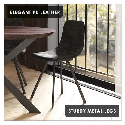 Markley Modern Leather Dining Chair With Metal Legs