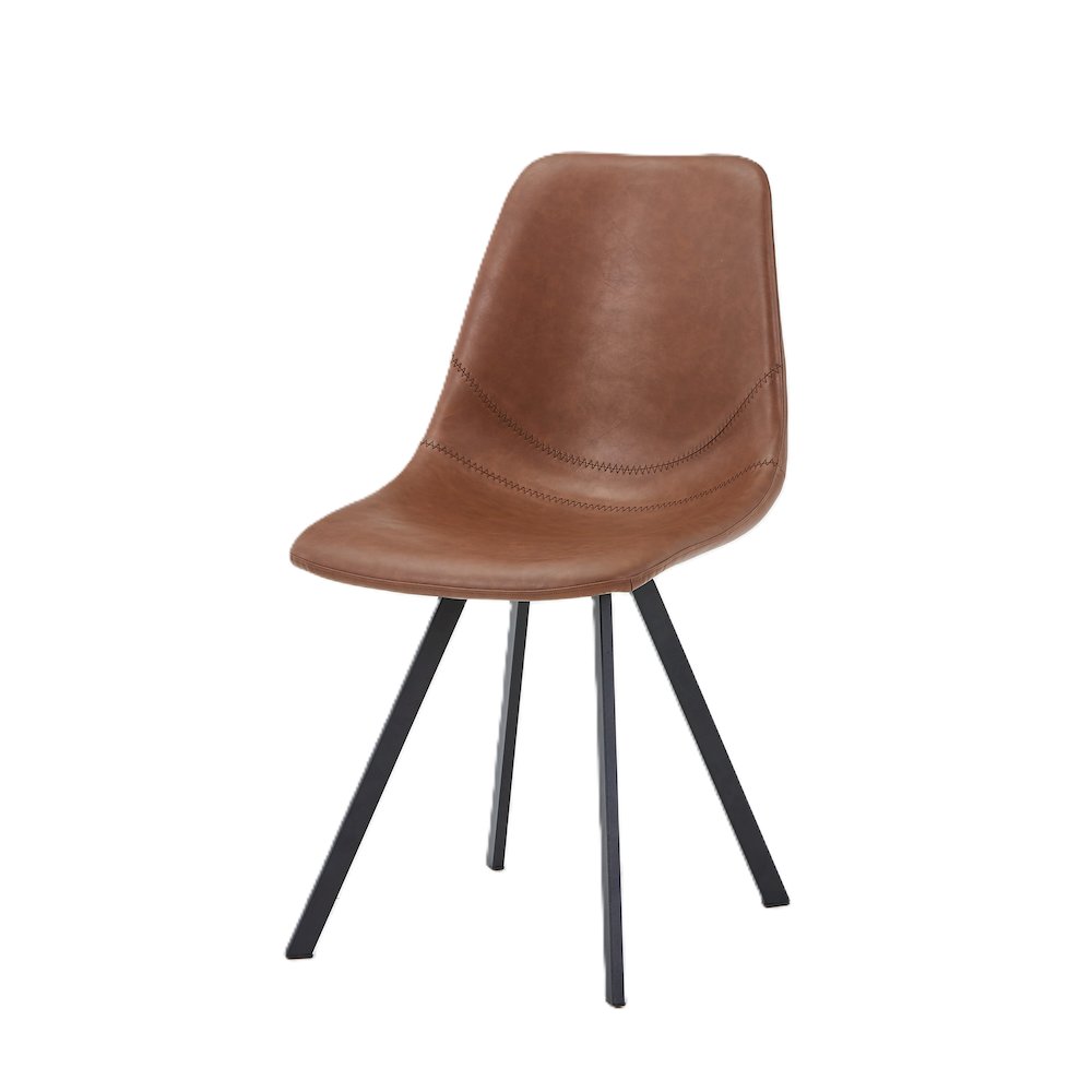 Markley Modern Leather Dining Chair With Metal Legs