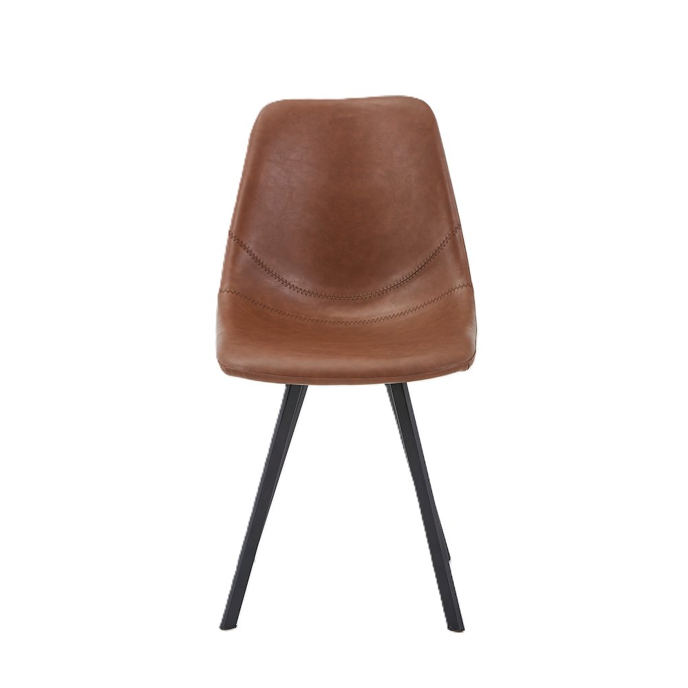 Markley Modern Leather Dining Chair With Metal Legs