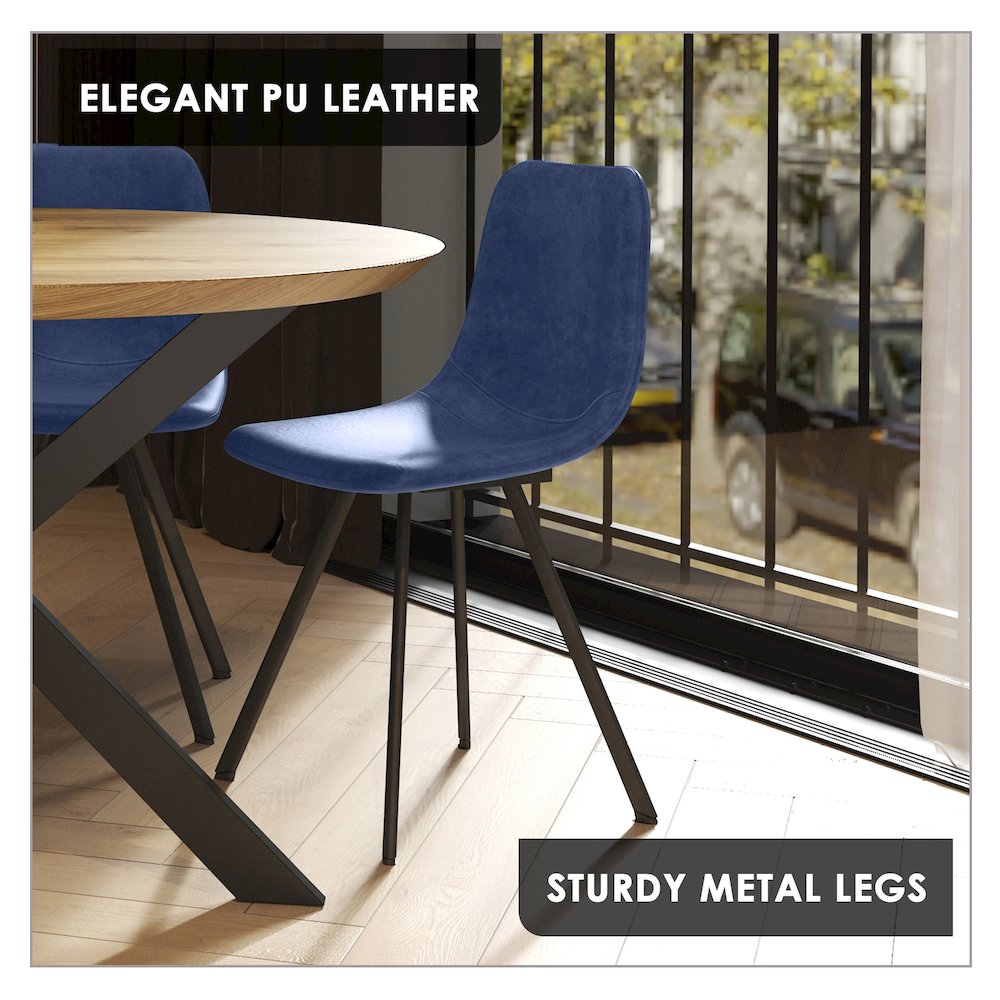 Markley Modern Leather Dining Chair With Metal Legs