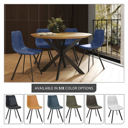 Markley Modern Leather Dining Chair With Metal Legs