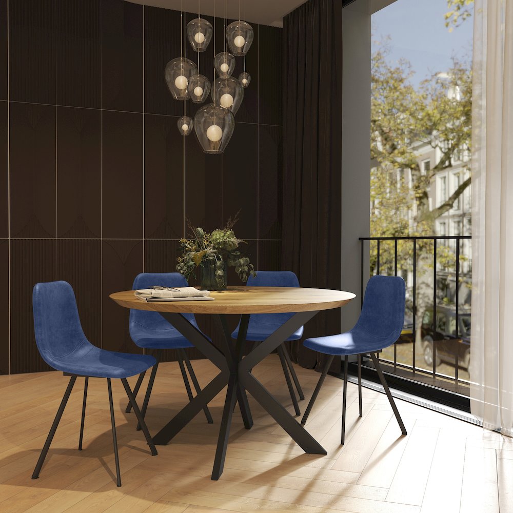 Markley Modern Leather Dining Chair With Metal Legs