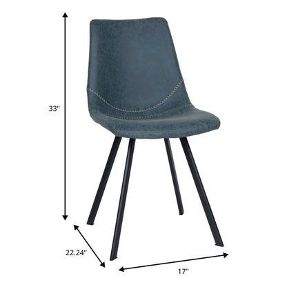 Markley Modern Leather Dining Chair With Metal Legs