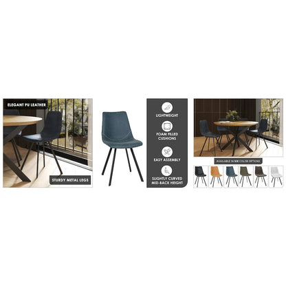Markley Modern Leather Dining Chair With Metal Legs