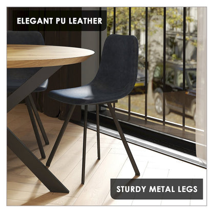 Markley Modern Leather Dining Chair With Metal Legs