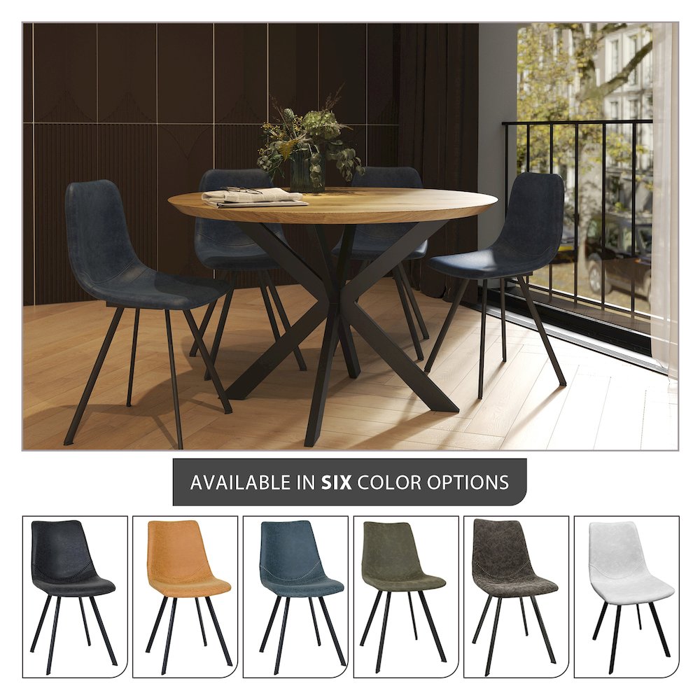 Markley Modern Leather Dining Chair With Metal Legs