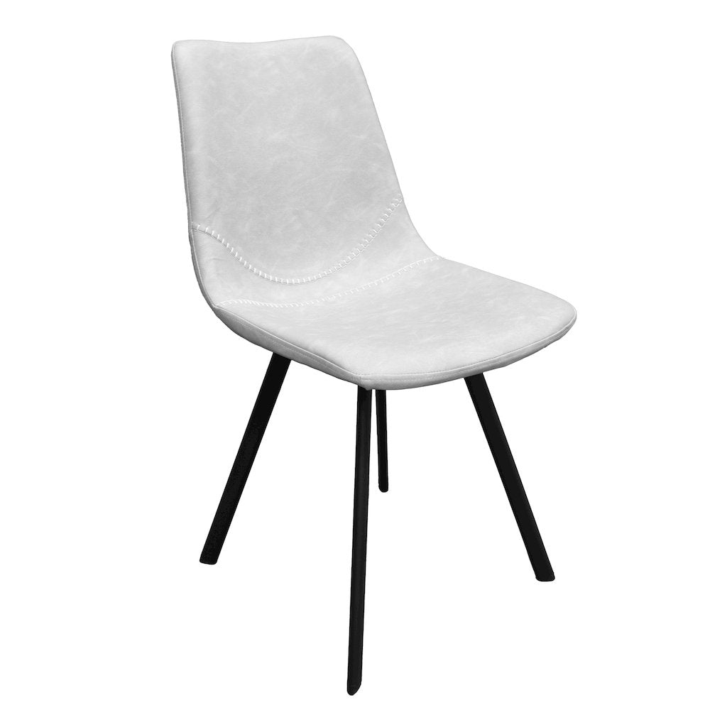 Markley Modern Leather Dining Chair With Metal Legs, Light Grey