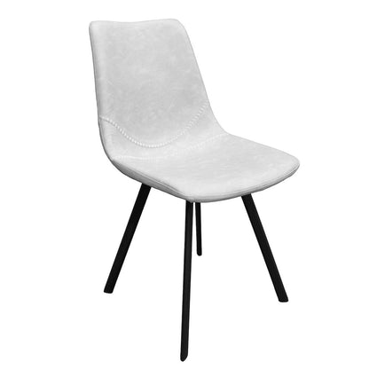 Markley Modern Leather Dining Chair With Metal Legs, Light Grey