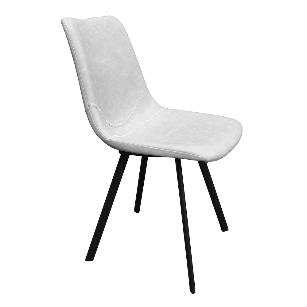 Markley Modern Leather Dining Chair With Metal Legs, Light Grey