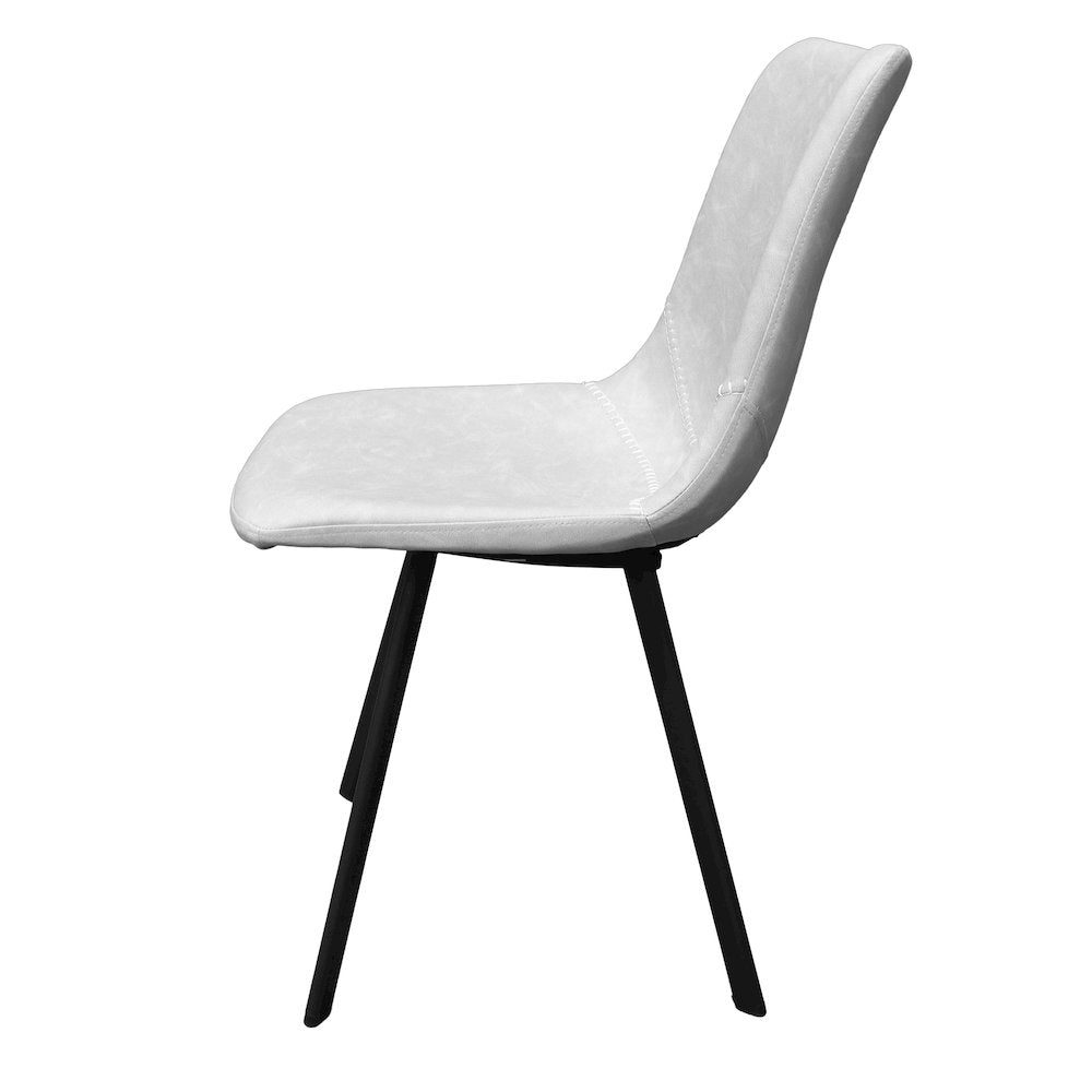 Markley Modern Leather Dining Chair With Metal Legs, Light Grey