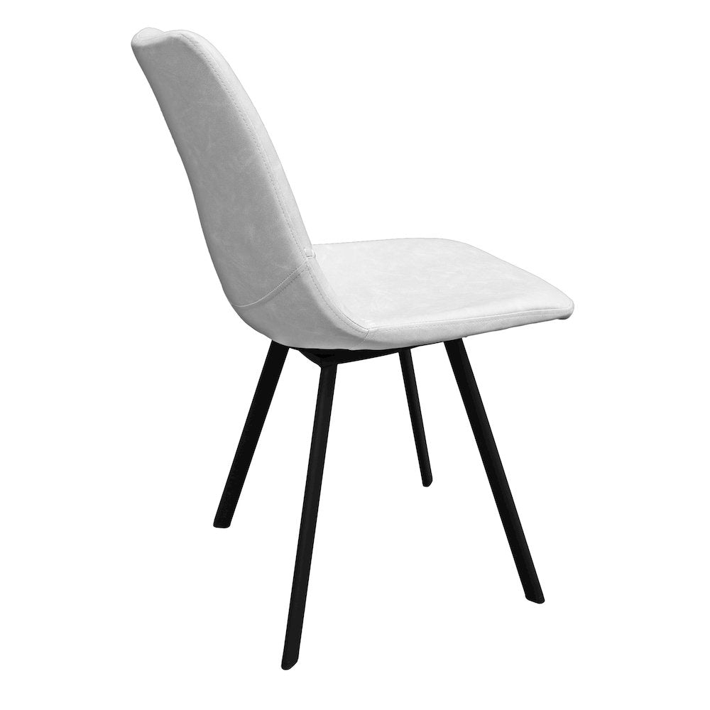 Markley Modern Leather Dining Chair With Metal Legs, Light Grey