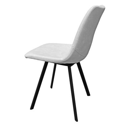 Markley Modern Leather Dining Chair With Metal Legs, Light Grey