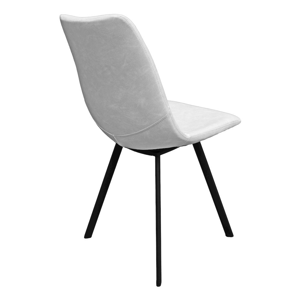 Markley Modern Leather Dining Chair With Metal Legs, Light Grey