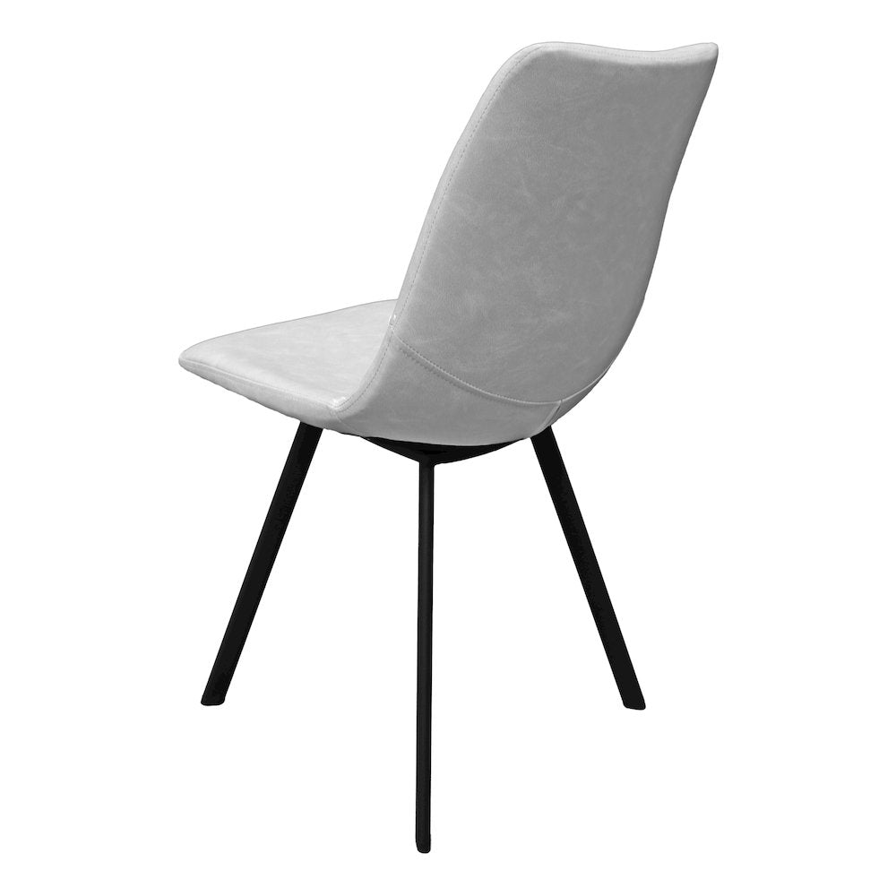 Markley Modern Leather Dining Chair With Metal Legs, Light Grey