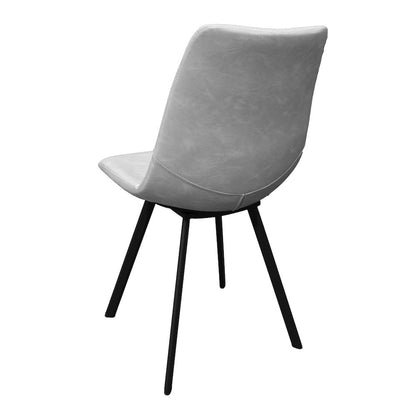 Markley Modern Leather Dining Chair With Metal Legs, Light Grey