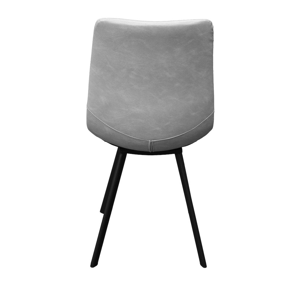 Markley Modern Leather Dining Chair With Metal Legs, Light Grey