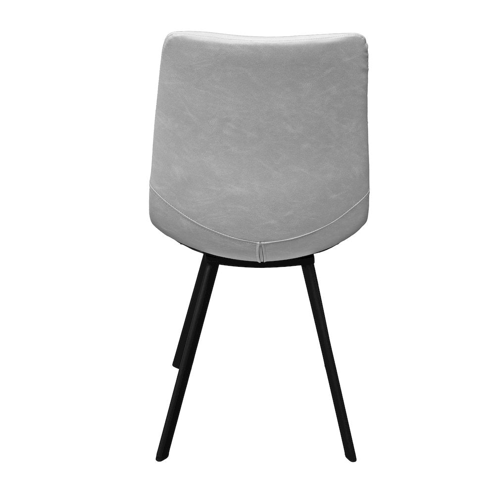 Markley Modern Leather Dining Chair With Metal Legs, Light Grey