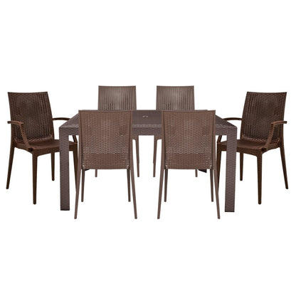 Mace Mid-Century 7-Piece Rectangular Outdoor Dining Set