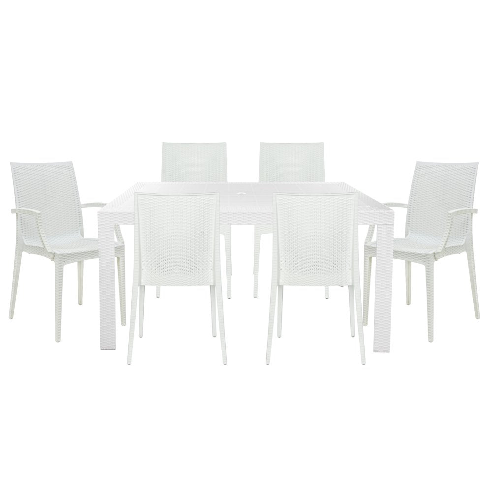 Mace Mid-Century 7-Piece Rectangular Outdoor Dining Set