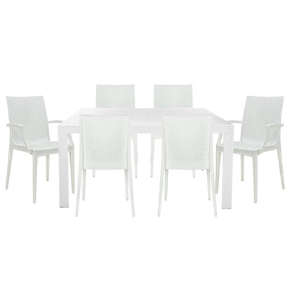Mace Mid-Century 7-Piece Rectangular Outdoor Dining Set