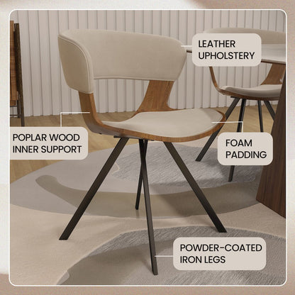 Wooden Dining Chair Modern style Nymia Collection Walnut Color in Light Brown