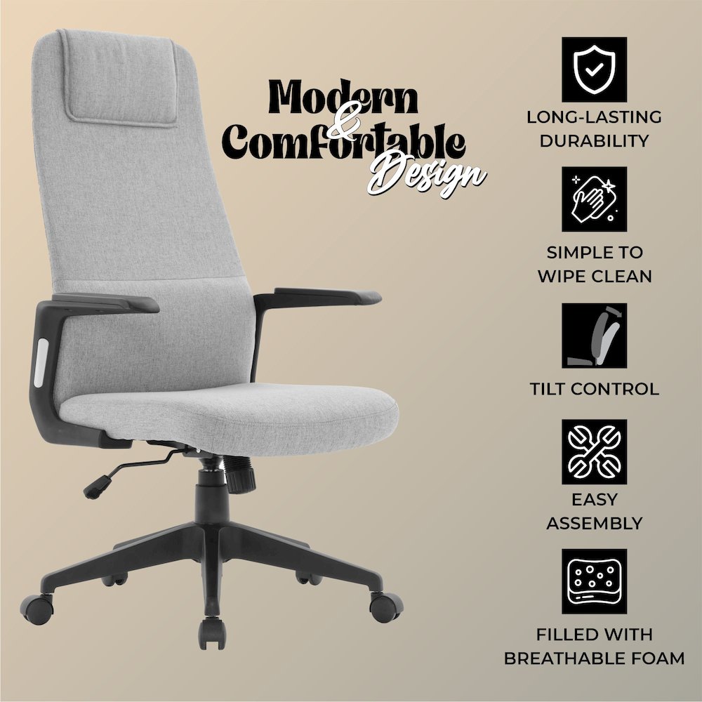 Nexa Collection Modern Office Chair In Grey Fabric