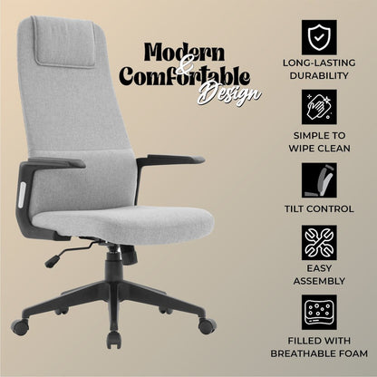 Nexa Collection Modern Office Chair In Grey Fabric