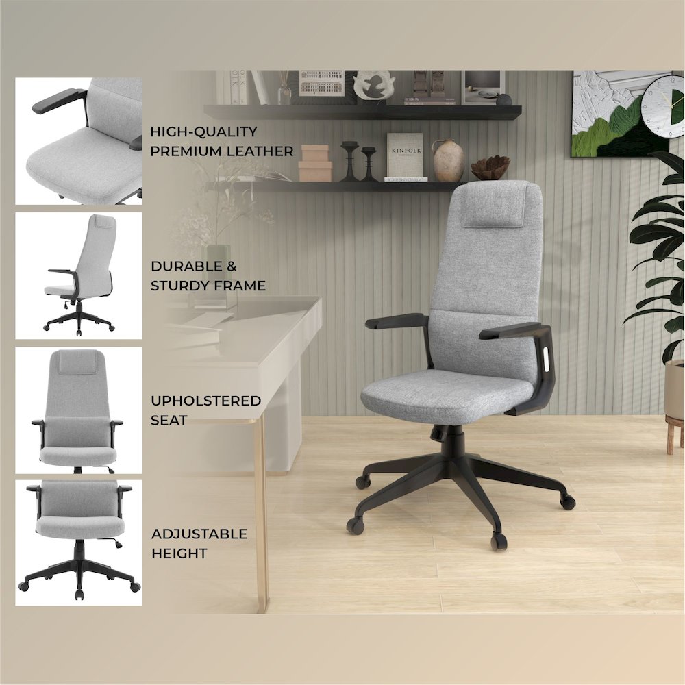 Nexa Collection Modern Office Chair In Grey Fabric