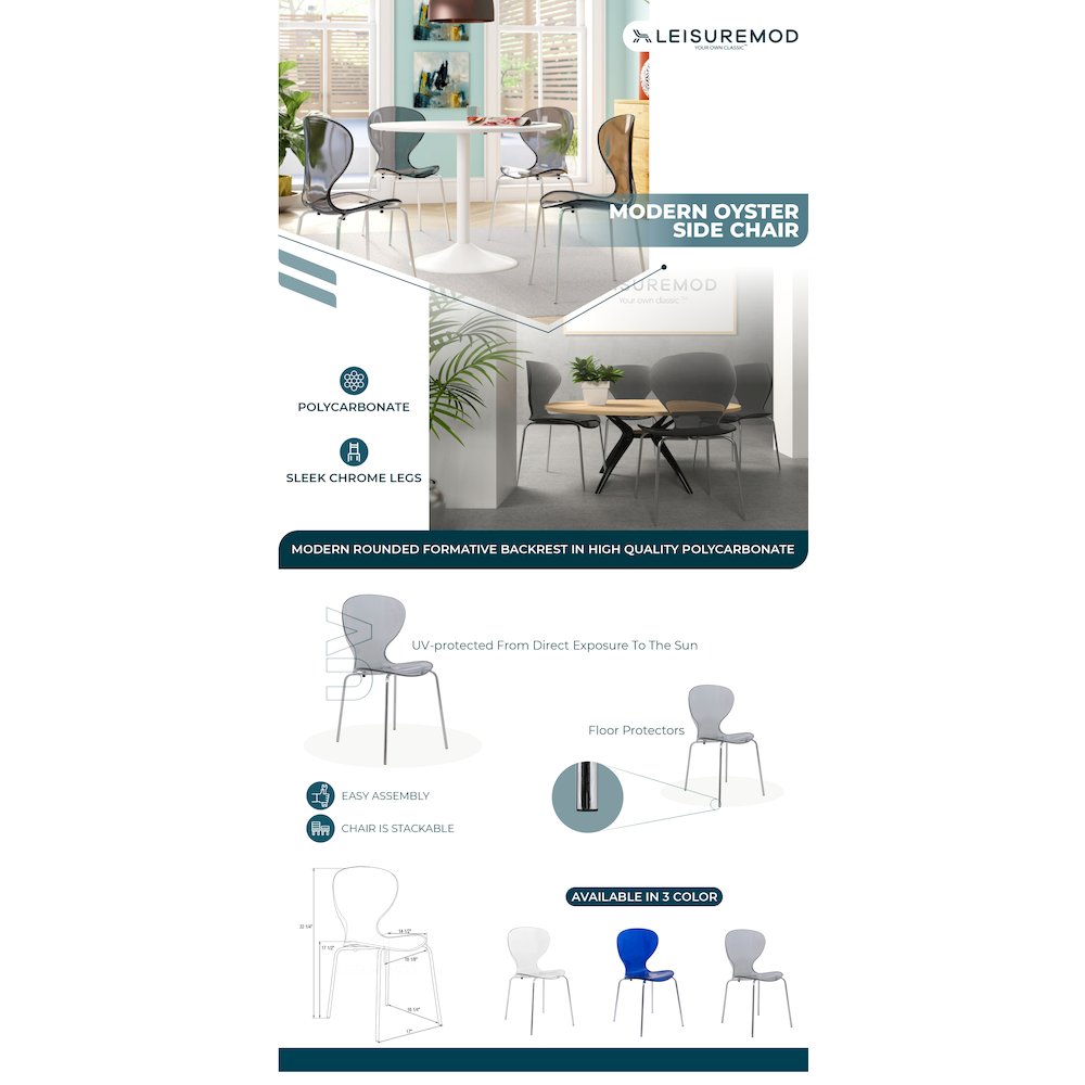 Modern Oyster Transparent Side Chair